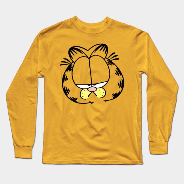 Grumpy Face of Orange Lasagna Cat Long Sleeve T-Shirt by HeyListen